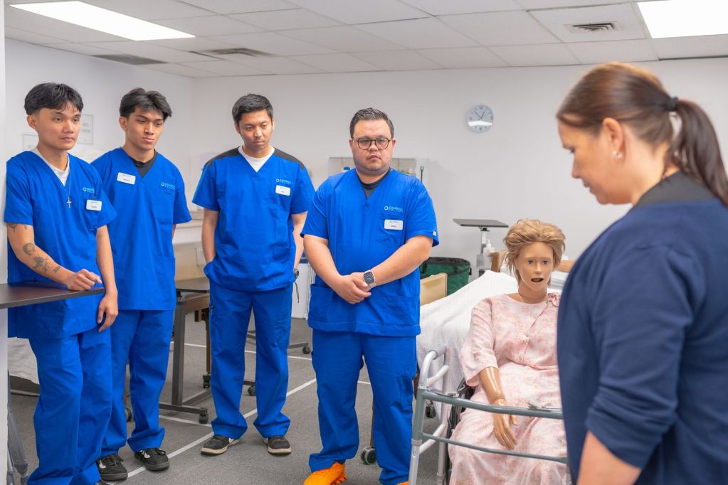 nursing students practicing patient care